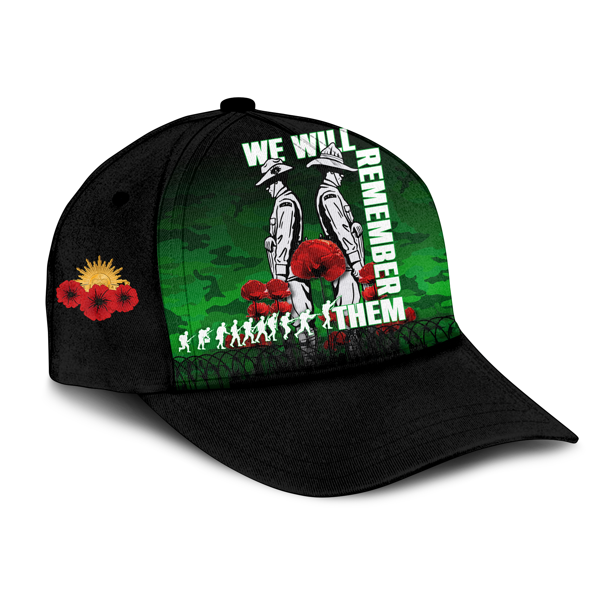 Australia ANZAC 2022 Caps Camouflage With Poppy Green - - Vibe Hoodie Shop