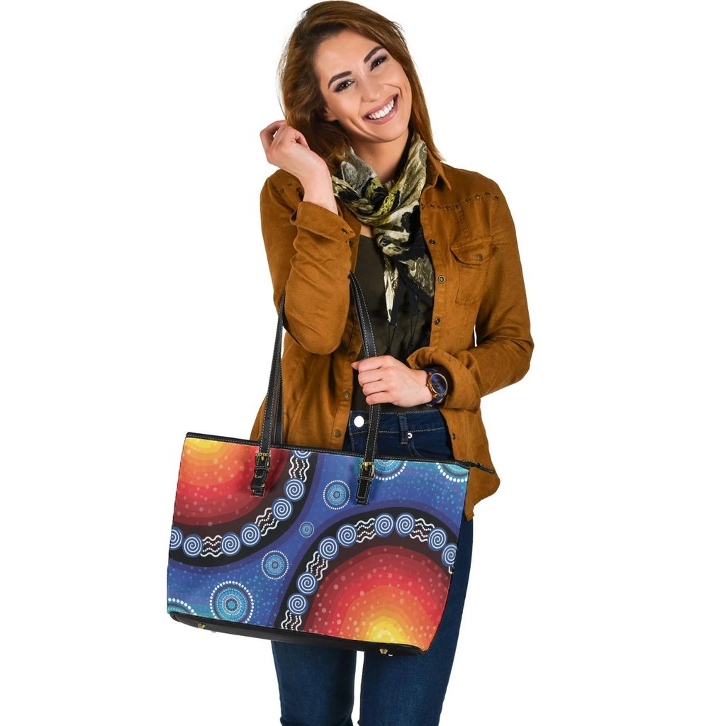 laether-tote-bag-aboriginal-color-dot-painting
