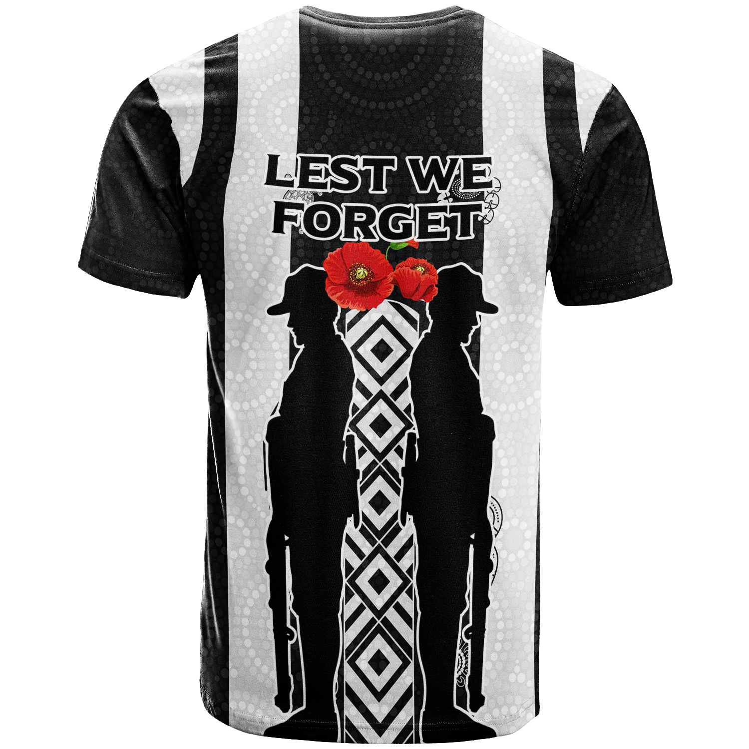 Magpies ANZAC Day T shirt - Indigenous Art - - Vibe Hoodie Shop