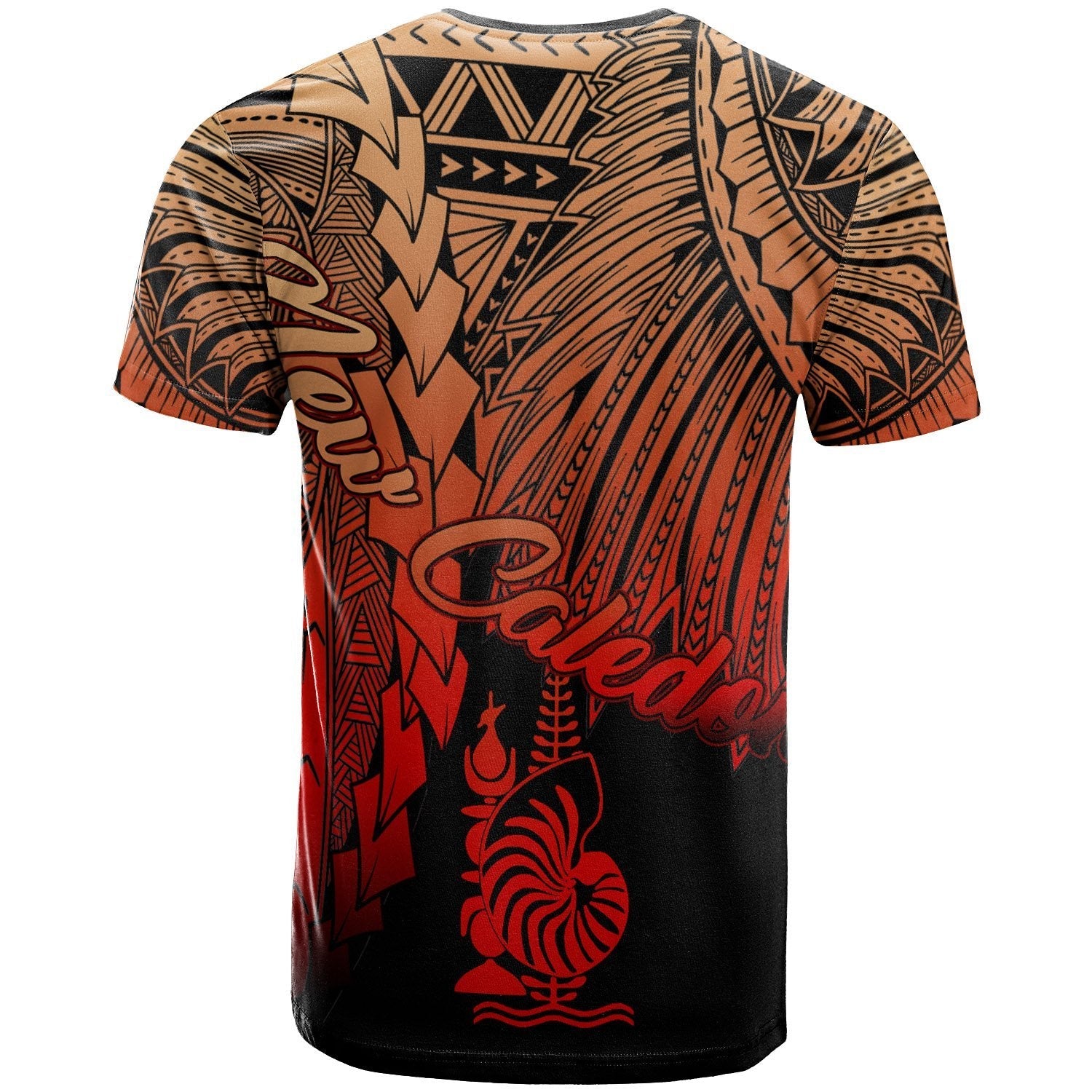 New Caledonia Polynesian T shirt - Tribal Wave Tattoo Red Ver 2 - Vibe Hoodie Shop