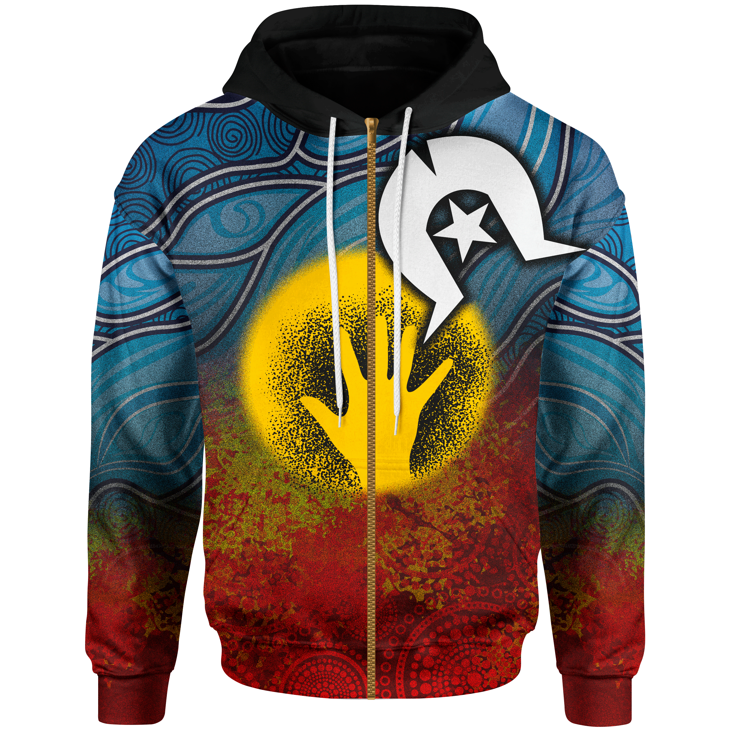 Aboriginal Zip - Up Hoodie - Aboriginal and Torres Strait Islanders Flag - Vibe Hoodie Shop