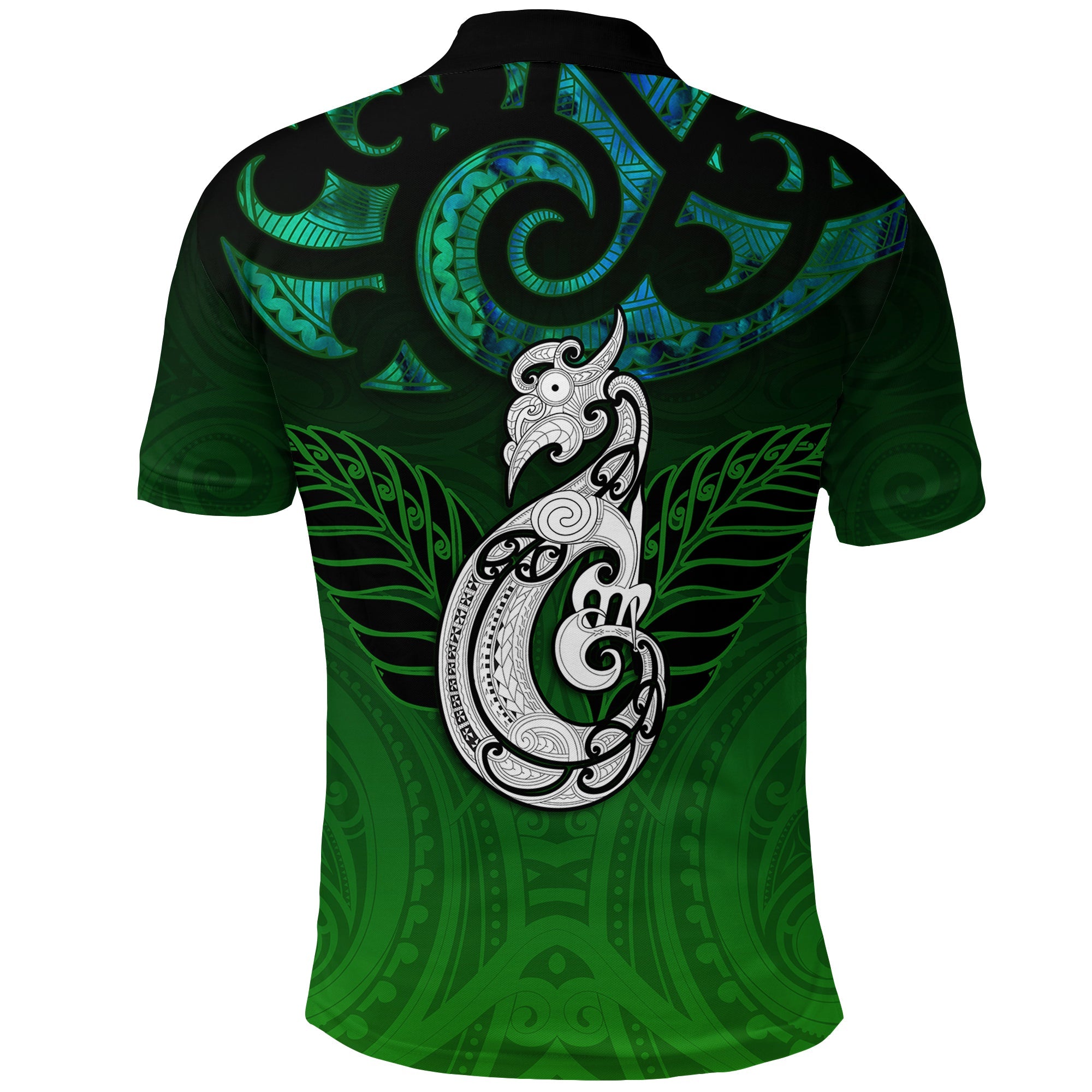 New Zealand Maori Polo Shirt - Paua Shell Green - - Vibe Hoodie Shop