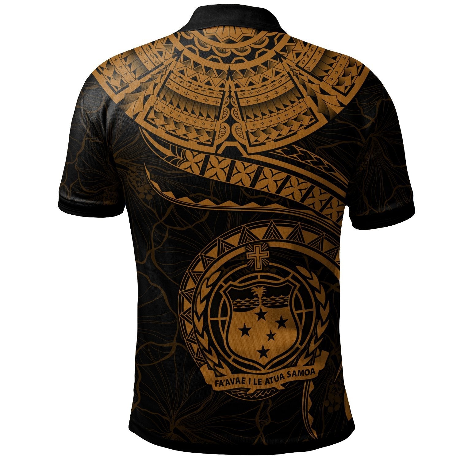 Polynesian Samoa Polo Shirt - Samoan Waves (Golden) - Vibe Hoodie Shop