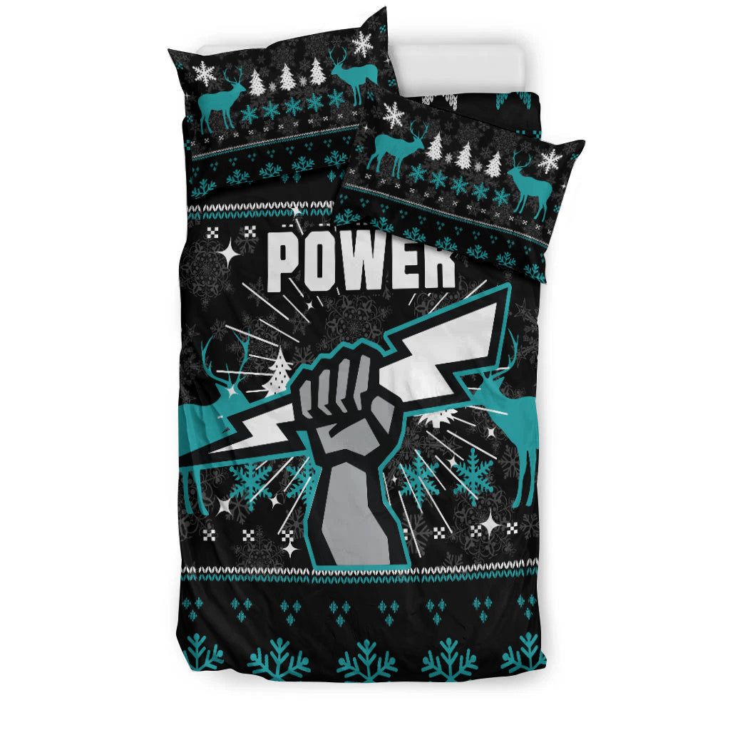 Port Adelaide Bedding Set - Christmas Ugly Style - - Vibe Hoodie Shop