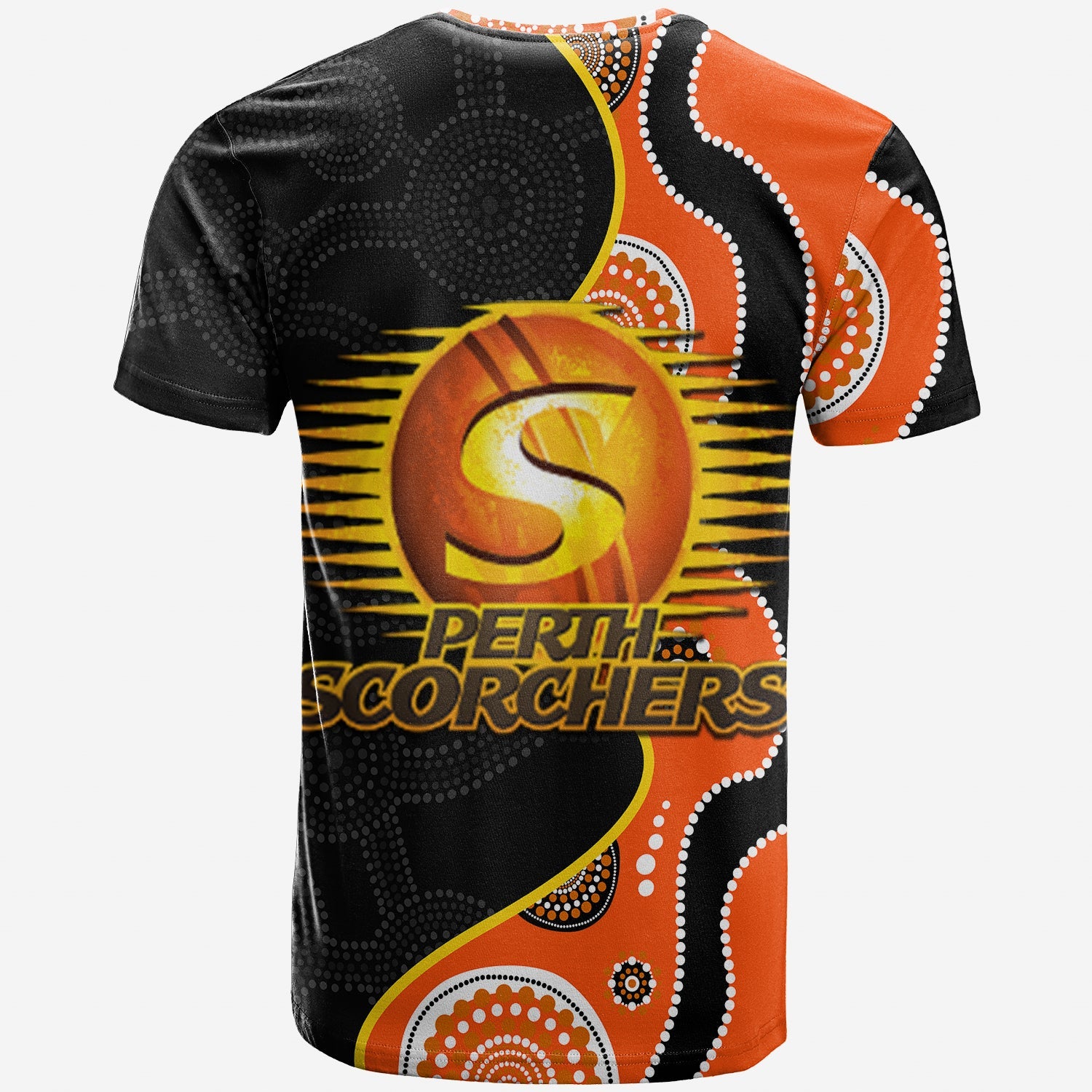 Perth Scorchers Indigenous Orange and Black T shirt - LT20 - Vibe Hoodie Shop