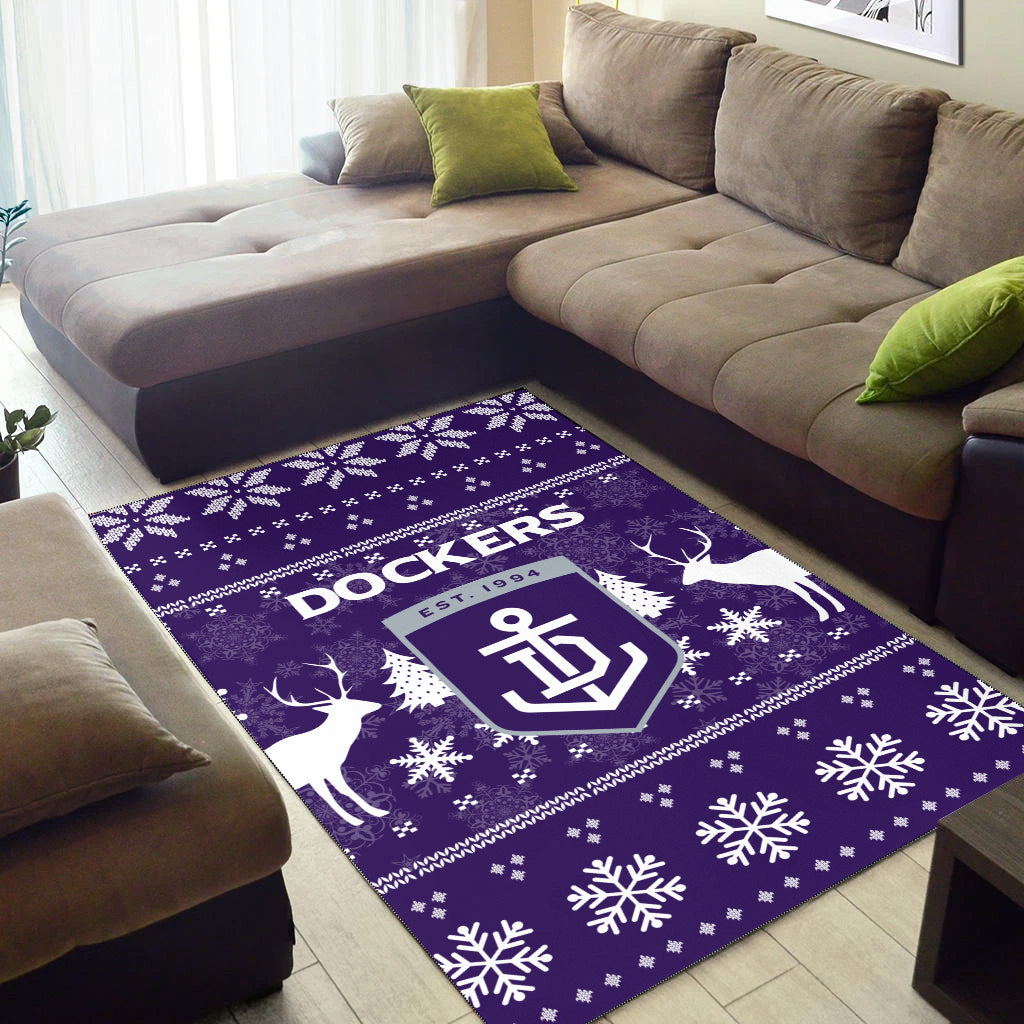 Fremantle Football Club Area Rug - Christmas Ugly Style - - Vibe Hoodie Shop