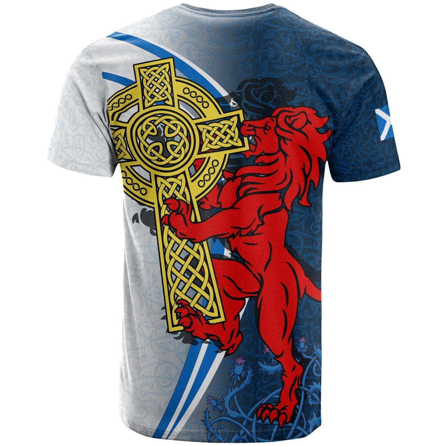 Scotland T shirt - Scottish Lion With Celtic Cross - Vibe Hoodie Shop