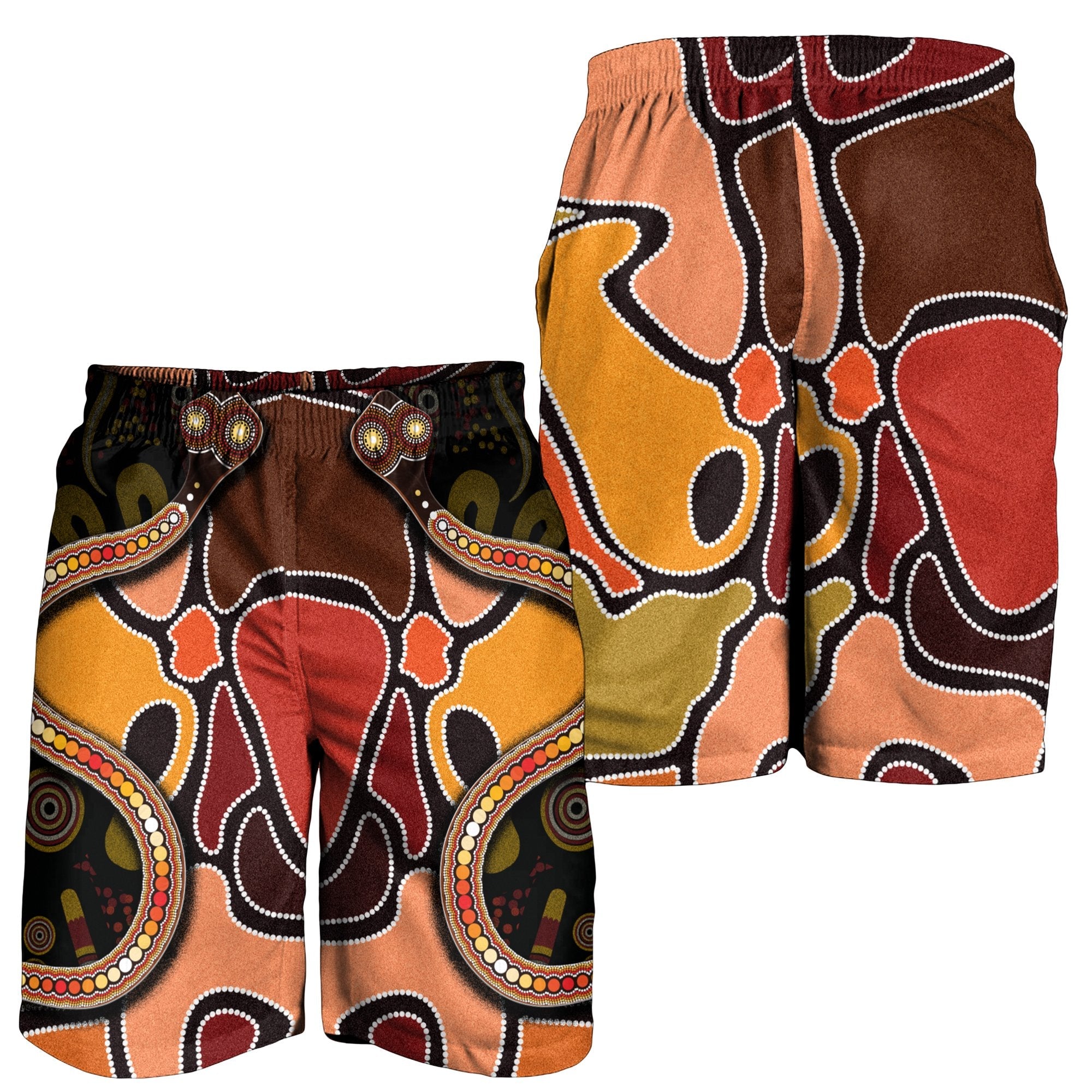 Men Shorts - Aboriginal Snake With Dot Painting - Vibe Hoodie Shop