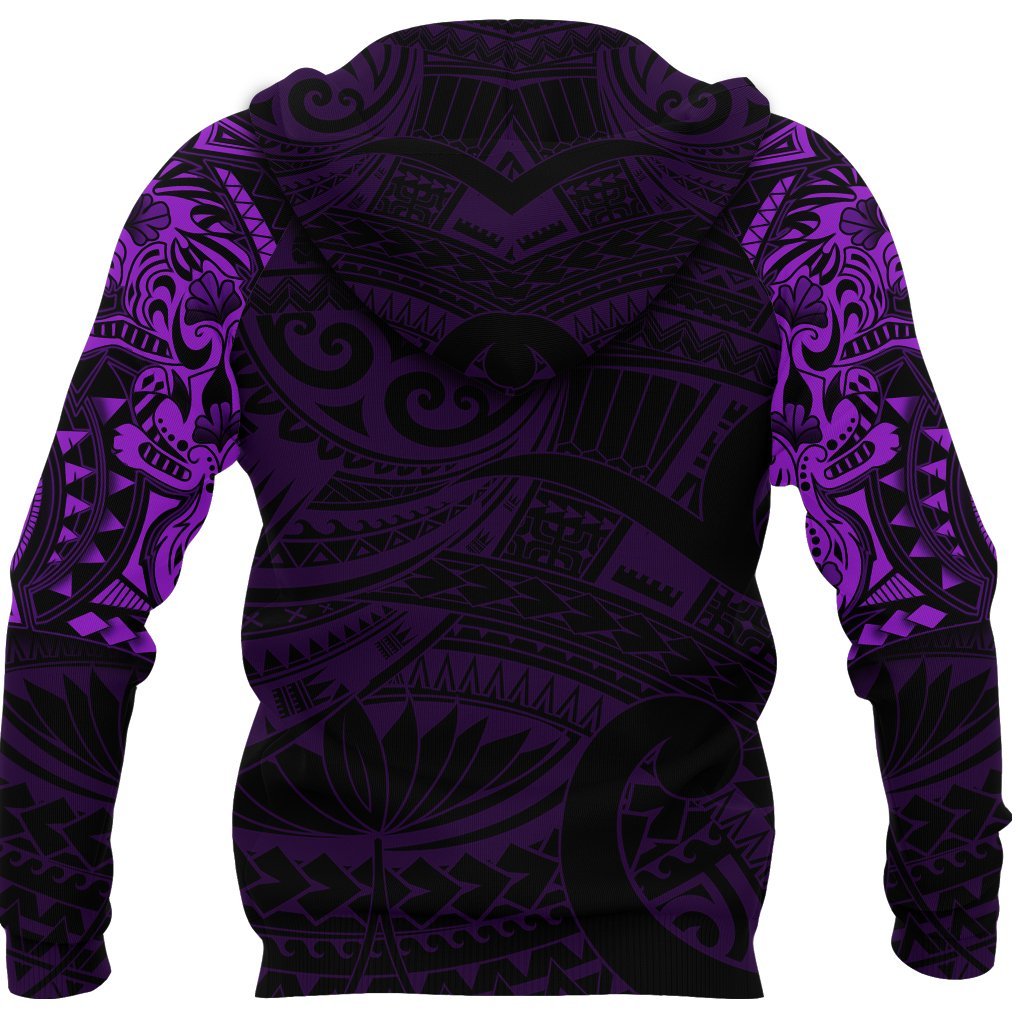 New Zealand Zip Up Hoodie, Maori Tattoo Wolf Dragon Zipper Hoodie - Purple - Vibe Hoodie Shop