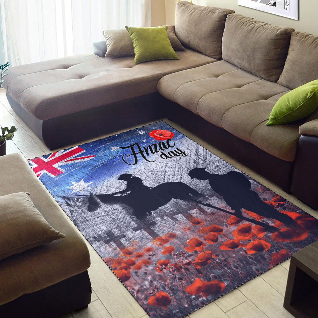 ANZAC Day Area Rug - Lest We Forget Vintage Poppies - Vibe Hoodie Shop