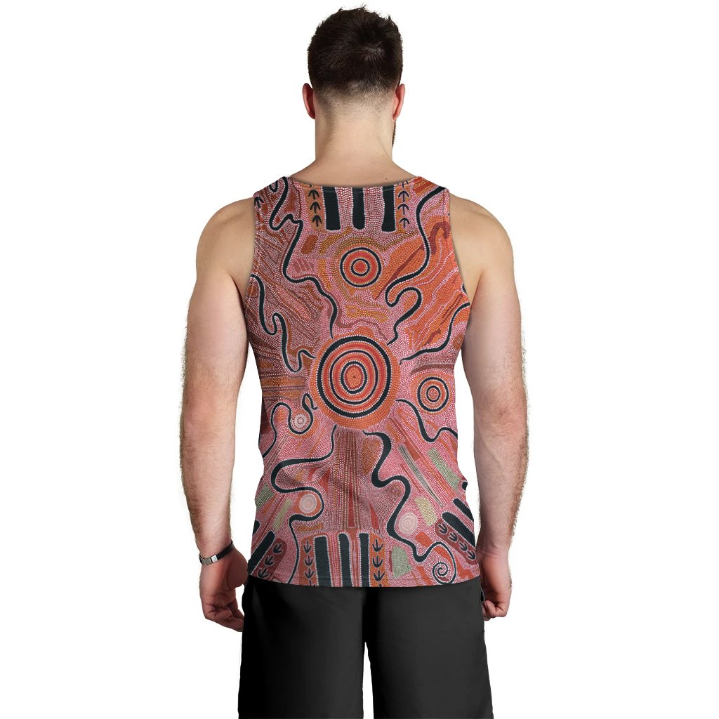 Aboriginal Men's Tank Top - Indigenous Footprint Landscape - Vibe Hoodie Shop