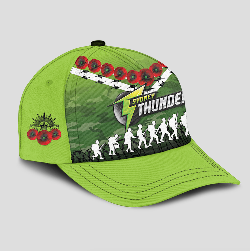 Sydney Thunder ANZAC 2022 Caps Camouflage With Poppy - - Vibe Hoodie Shop