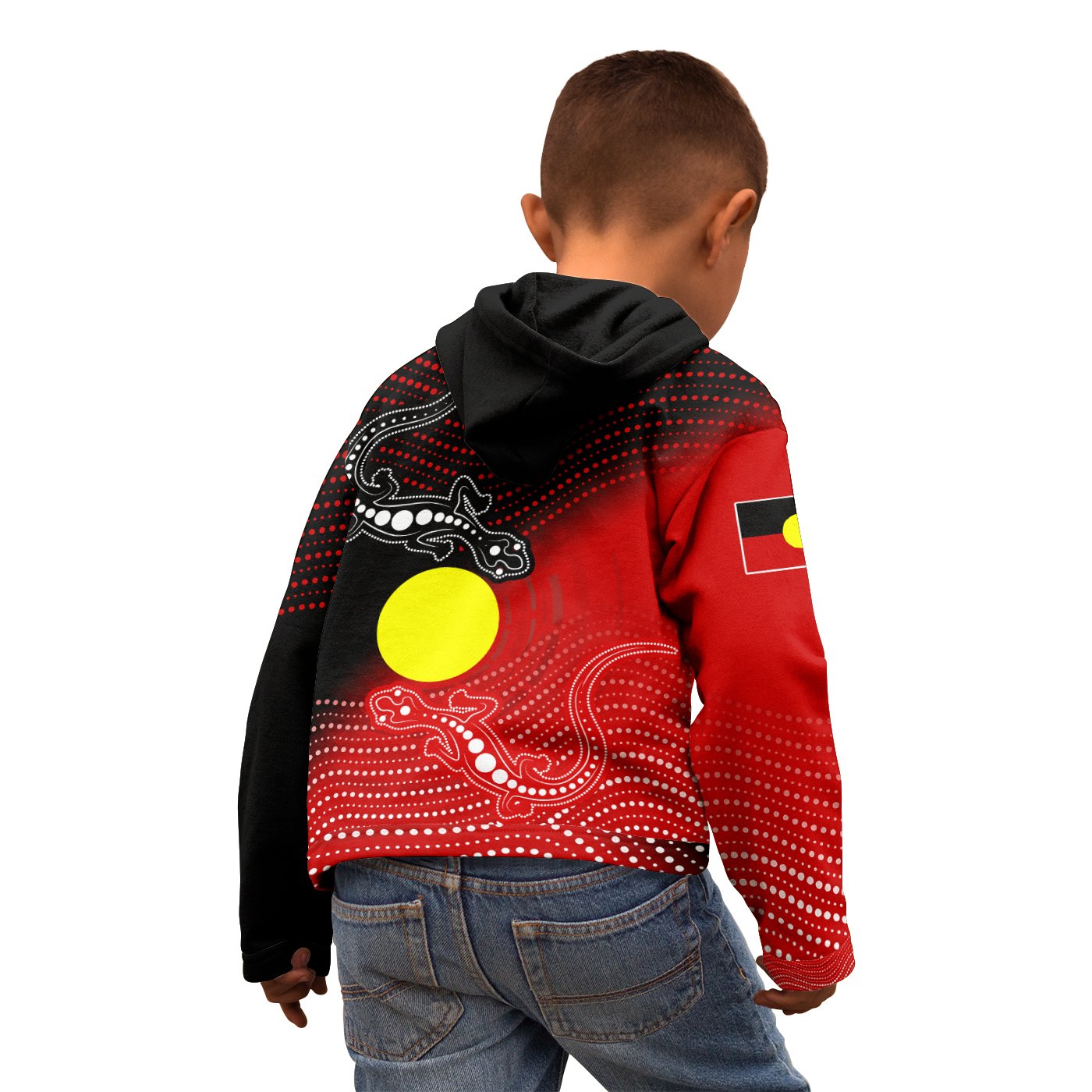 Aboriginal Zip - Up Hoodie Kid - Two Indigenous Lizard - Vibe Hoodie Shop