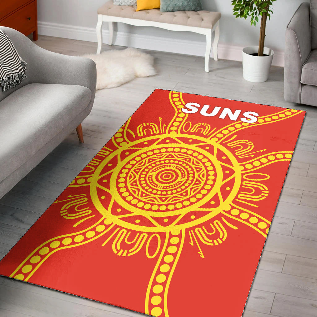 Suns Football Area Rug Simple Gold Coast - Vibe Hoodie Shop