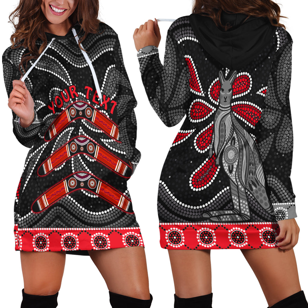 (Custom Personalised) Aboriginal Boomerang Hoodie Dress Kangaroo Australia - Vibe Hoodie Shop