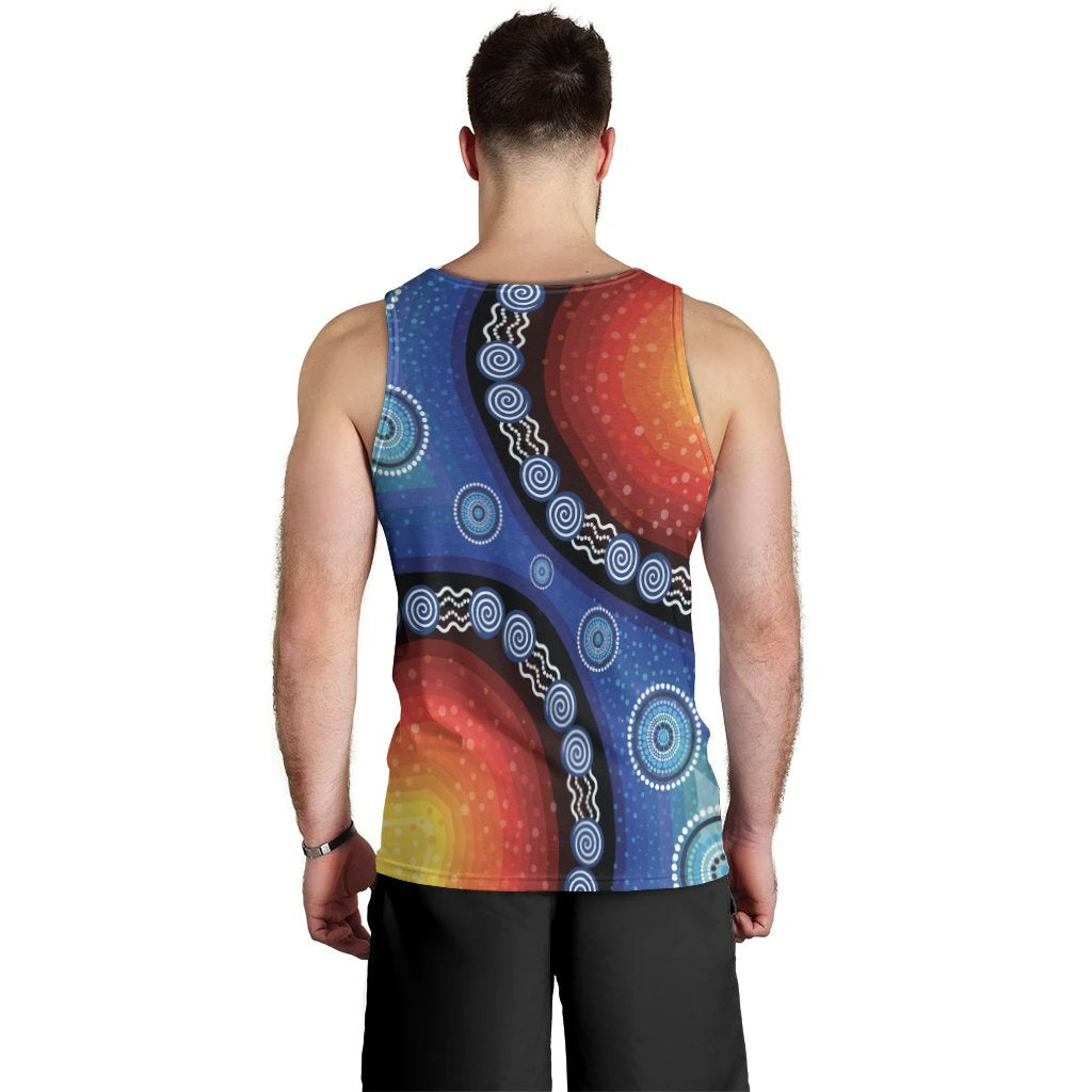 Men Tank Top - Aboriginal Color Dot Painting - Vibe Hoodie Shop