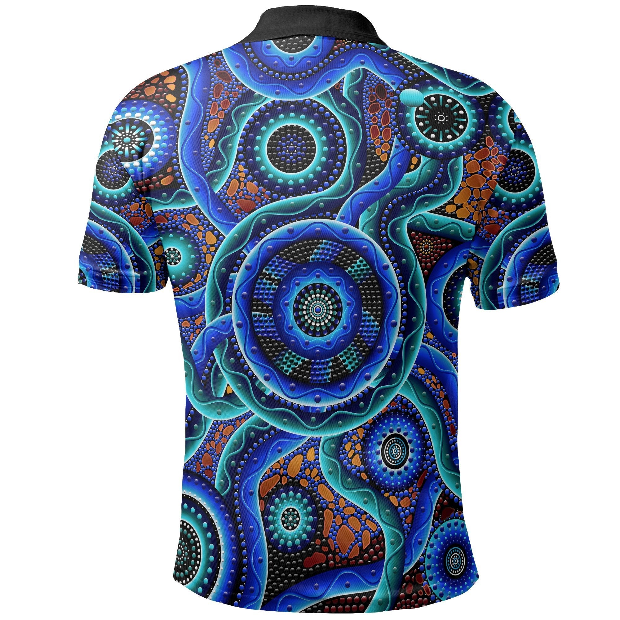 Vibe Hoodie Polo Shirt Aboriginal Painting Shirt Blue Dot Painting Art - Vibe Hoodie Shop