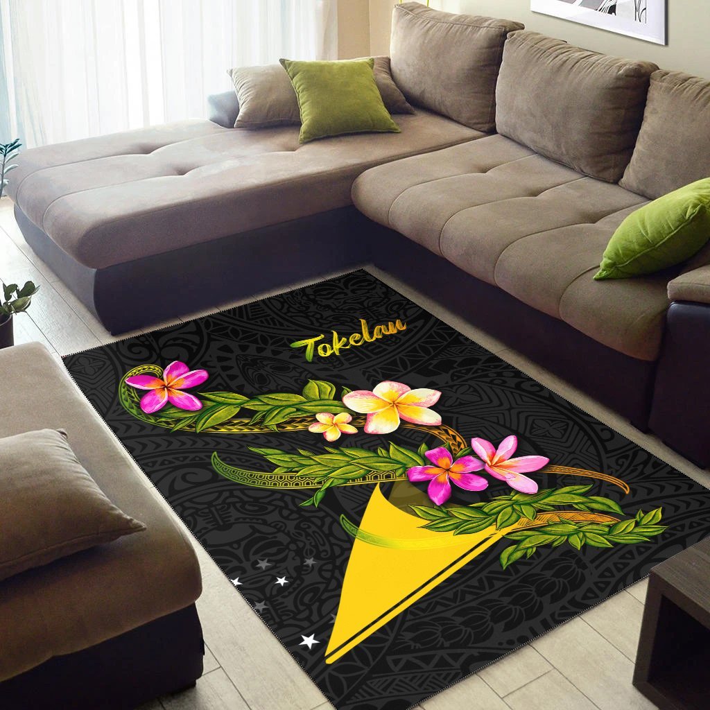 Tokelau Polynesian Area Rug - Plumeria Tribal - Vibe Hoodie Shop