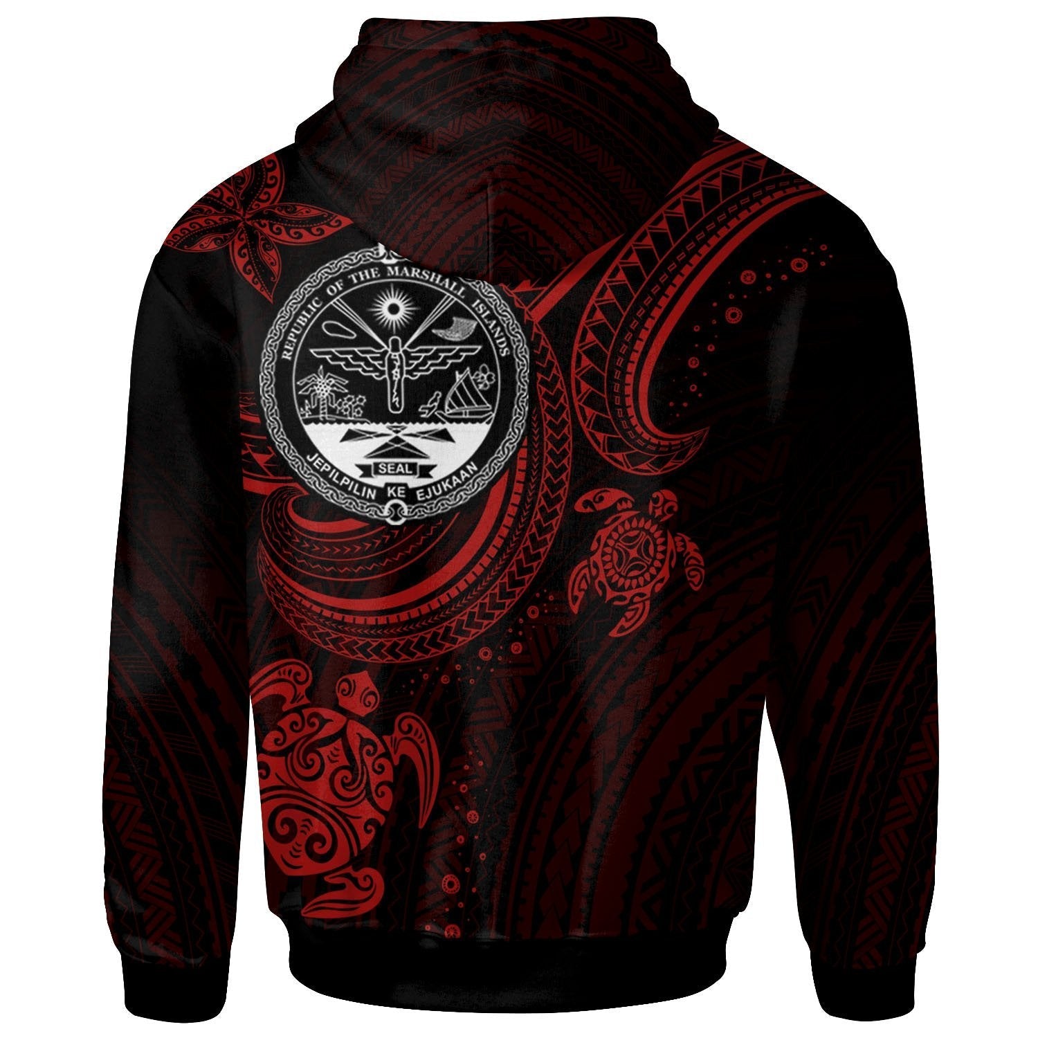 Marshall Islands Custom Personalised Hoodie - Coat Of Arm with Red Turtle - Vibe Hoodie Shop