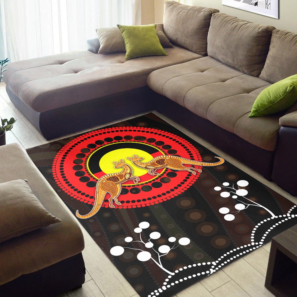 Aboriginal Area Rug - Kangaroo and Aboriginal flag - Vibe Hoodie Shop