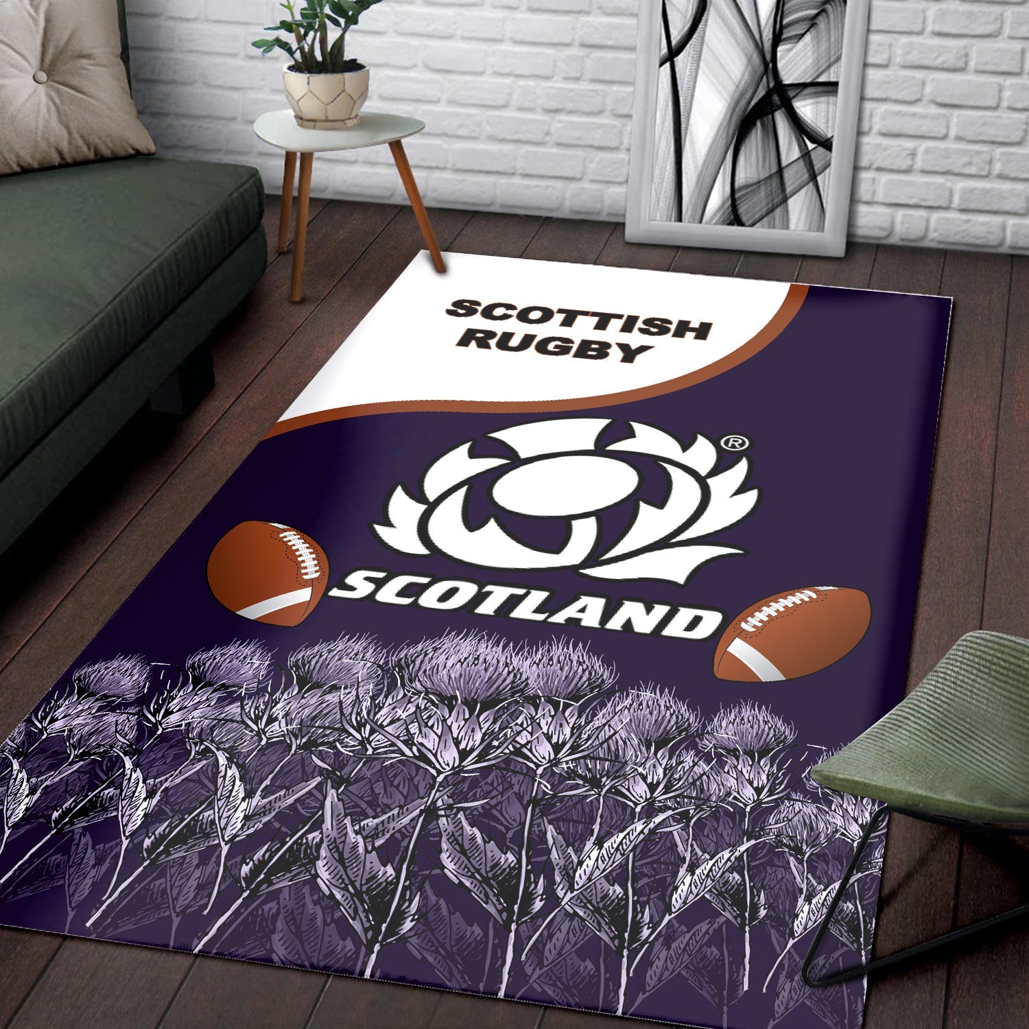 Scotland Rugby Union Area Rug - Thistle Flower Purple Original - LT20 - Vibe Hoodie Shop