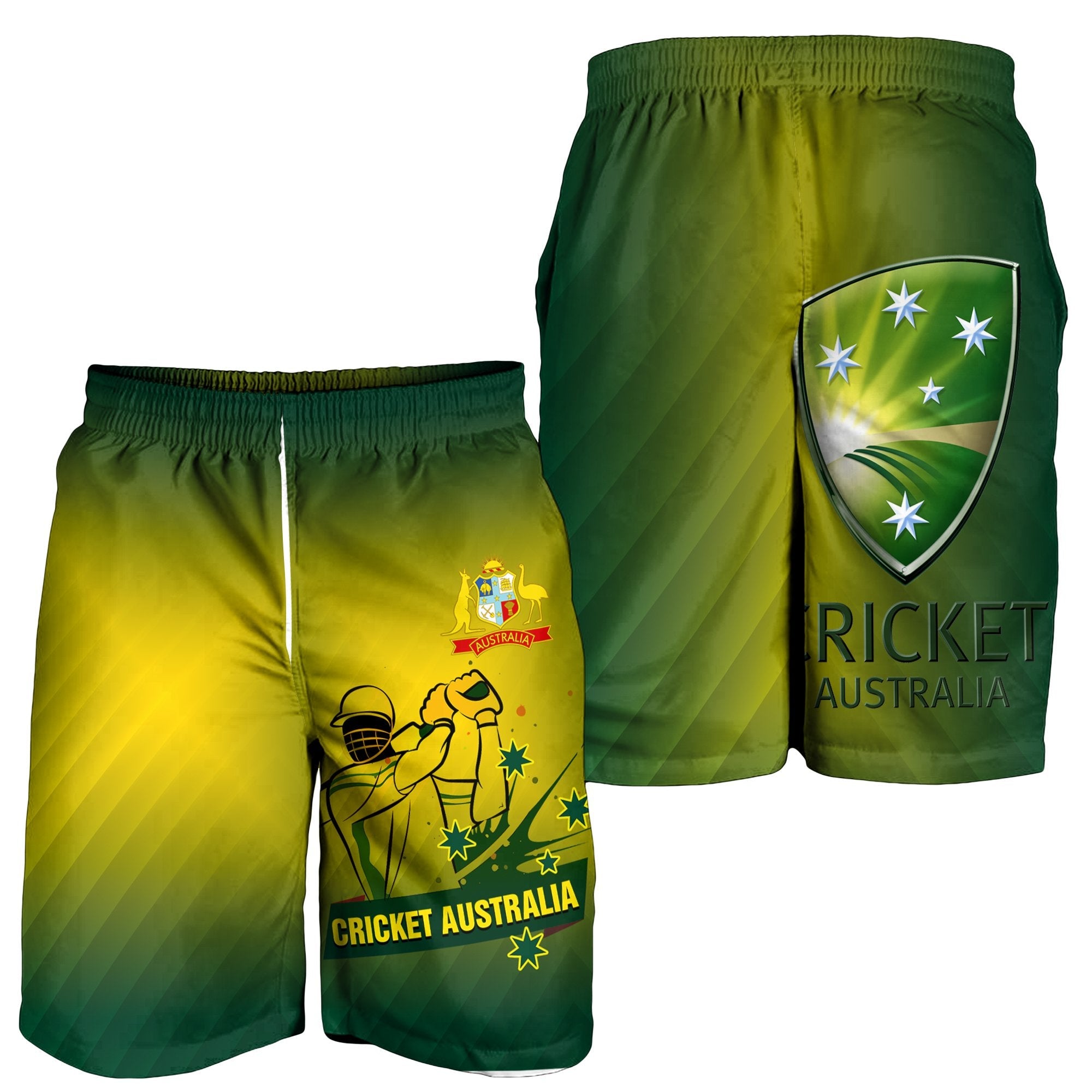 Cricket Men's Shorts - Australian Cricket National Color - Vibe Hoodie Shop