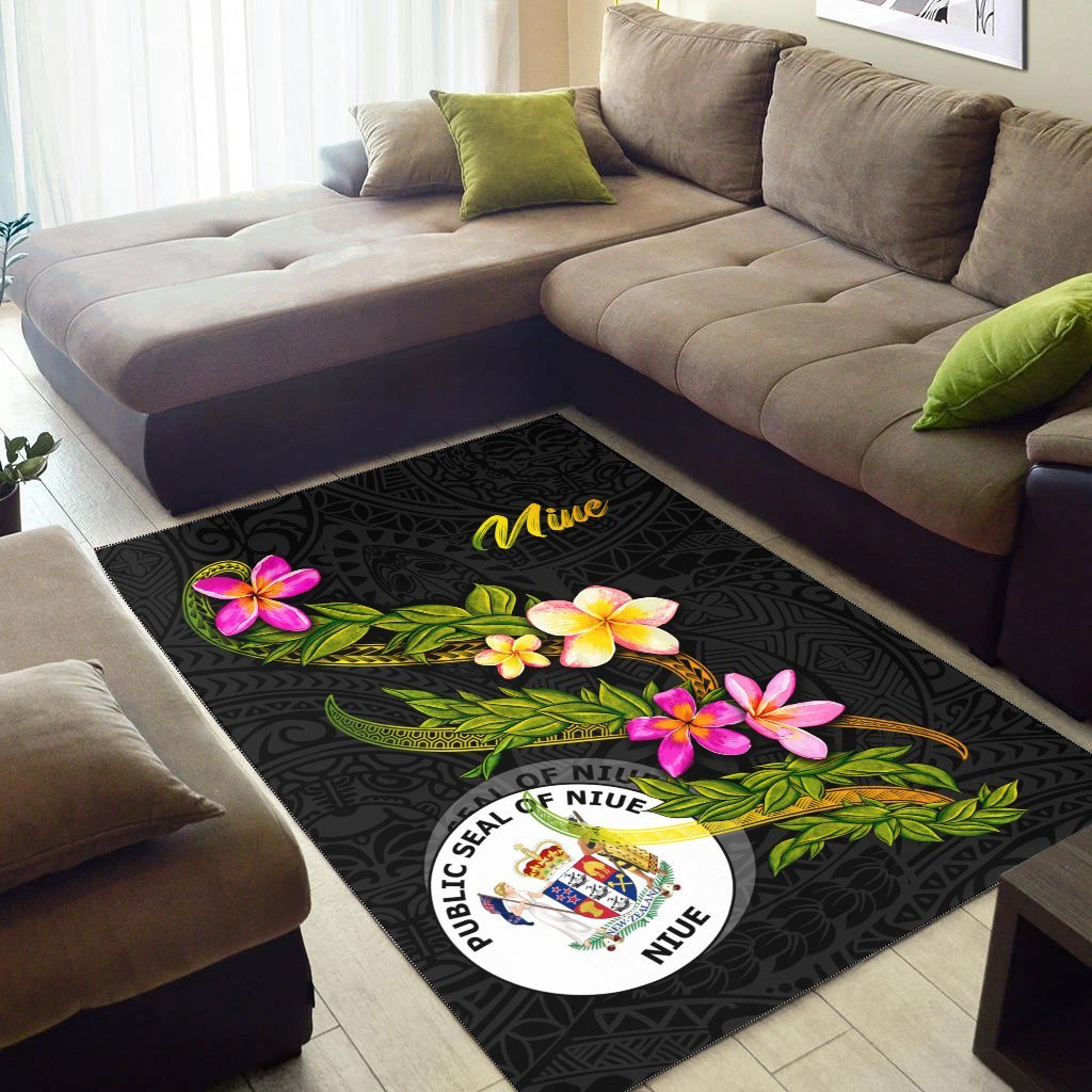 Niue Polynesian Area Rug - Plumeria Tribal - Vibe Hoodie Shop