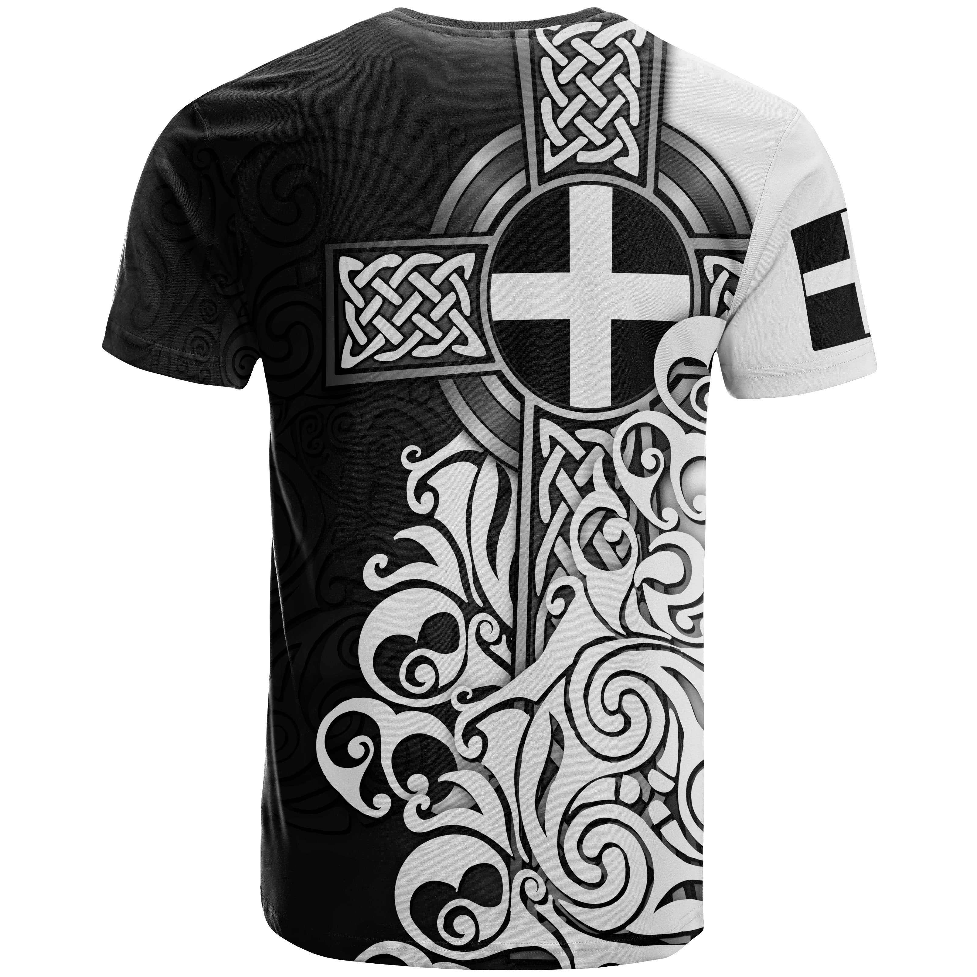 Cornwall T shirt - Cornish Flag With Celtic Cross - Vibe Hoodie Shop