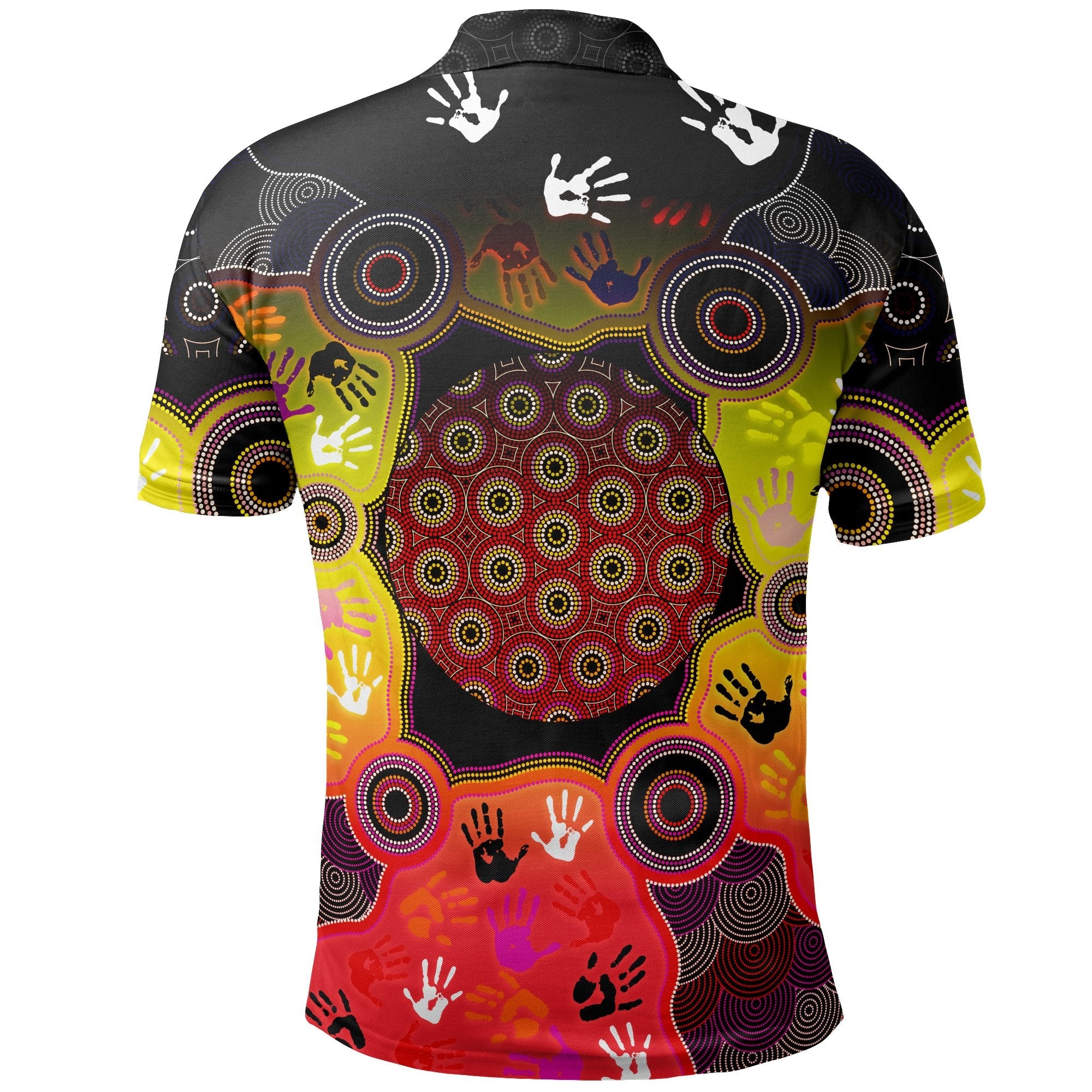 Aboriginal Polo Shirt, Indigenous Circle Dot Painting Hand Art - Vibe Hoodie Shop