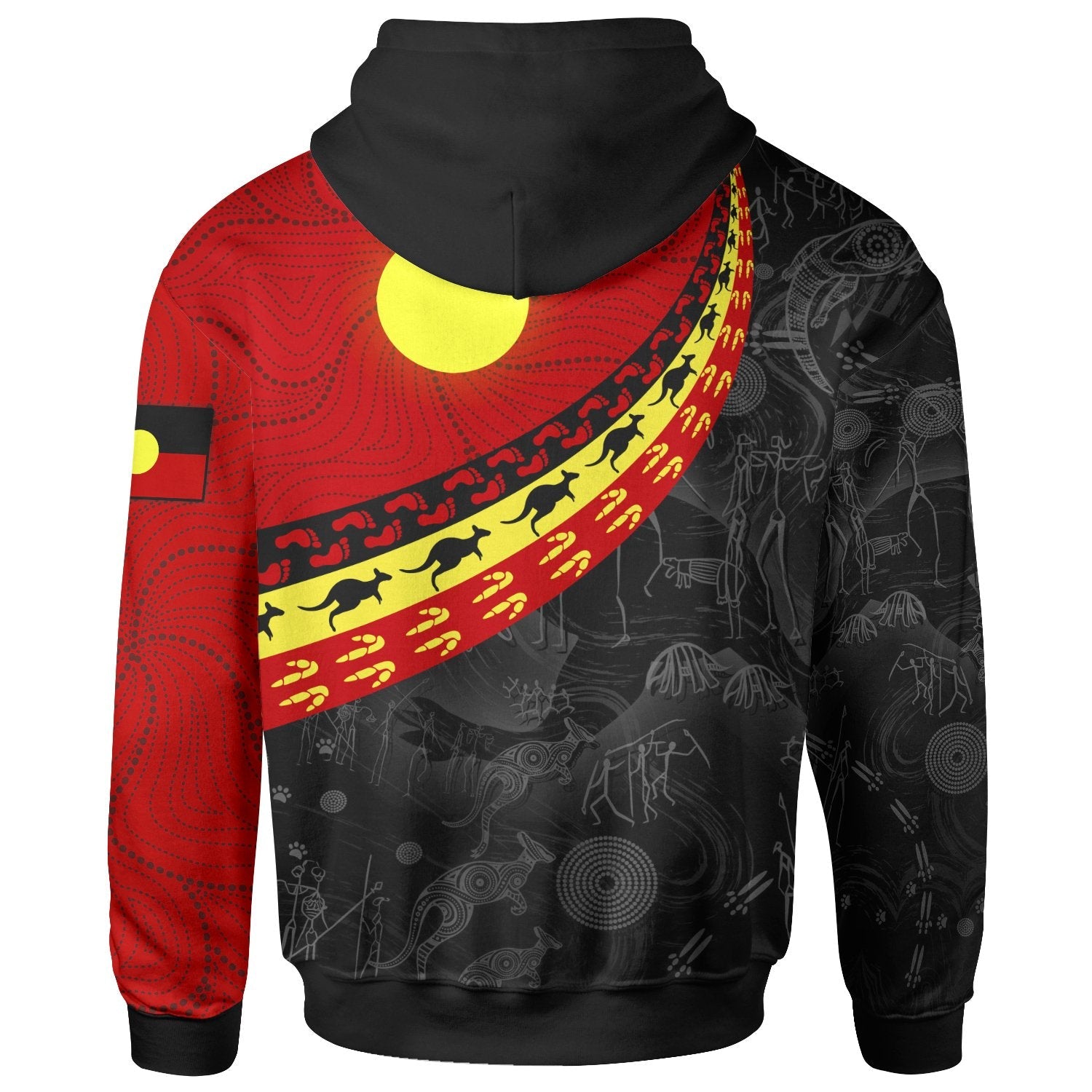 Aboriginal Zip - Up Hoodie, Indigenous Flag Circle Dot Painting - Vibe Hoodie Shop