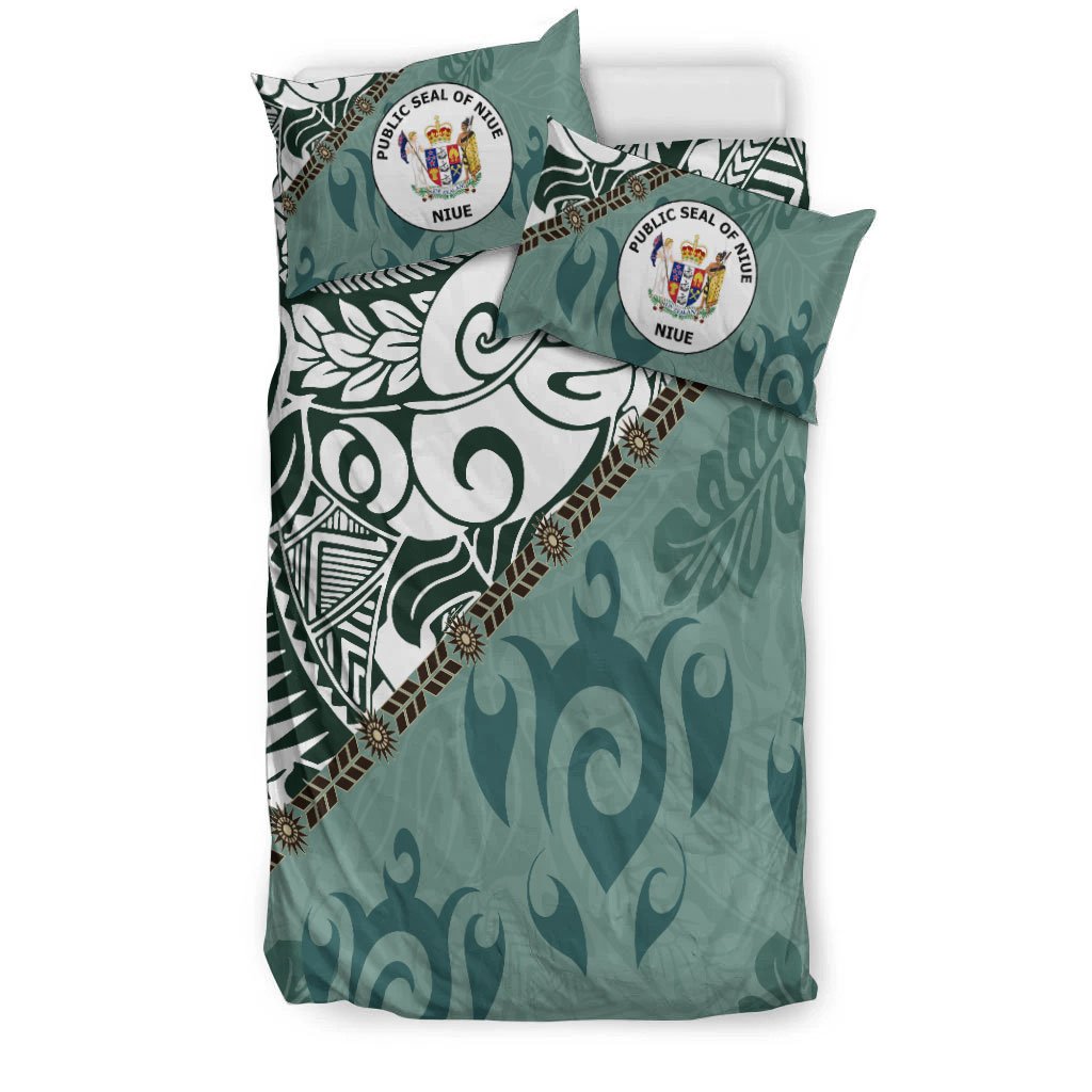 Niue Bedding Set - Leaves And Turtles - Vibe Hoodie Shop