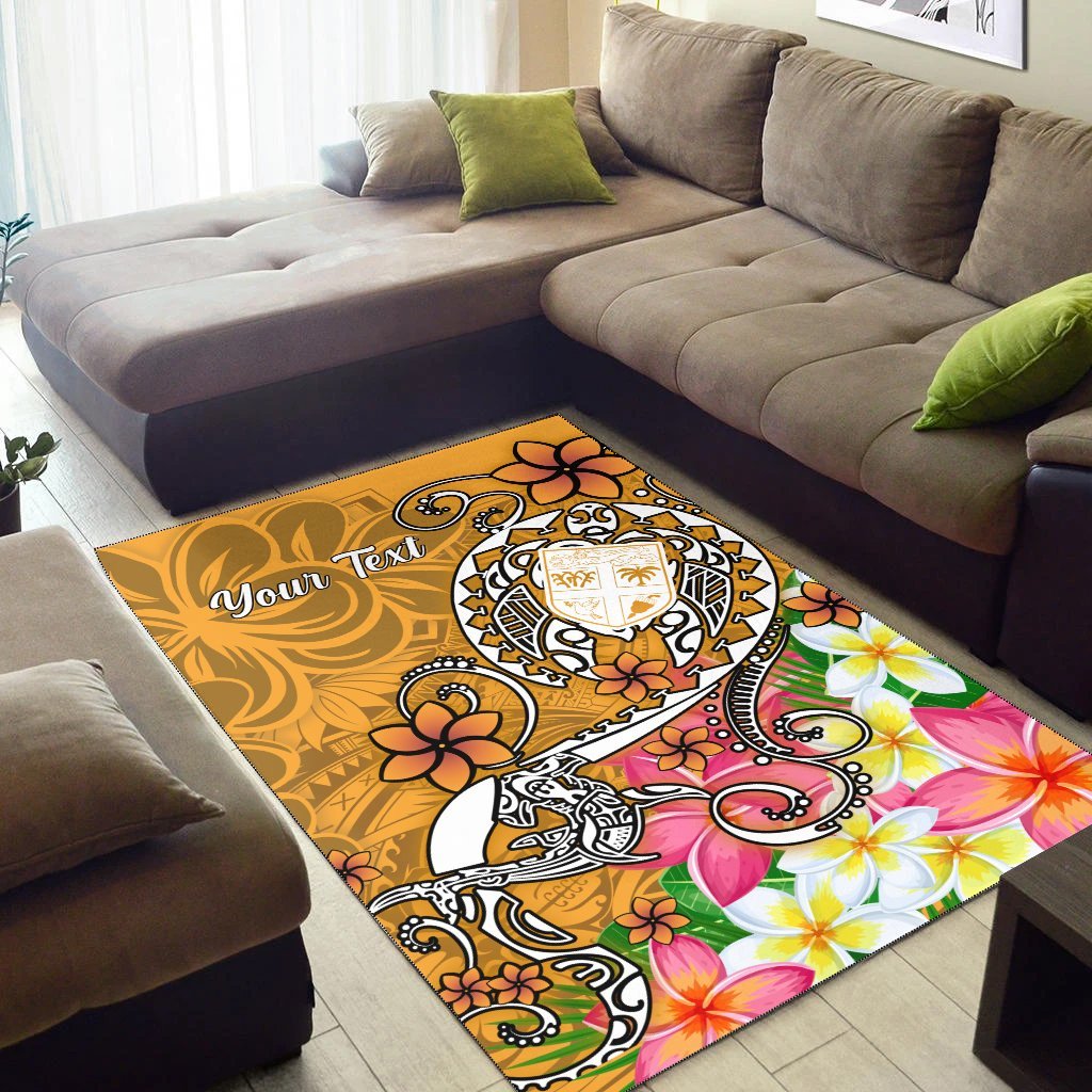 Fiji Custom Personalised Area Rug - Turtle Plumeria (Gold) - Vibe Hoodie Shop