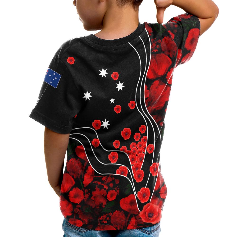 ANZAC Lest We Forget T shirts Kid - Poppy Flowers - Vibe Hoodie Shop