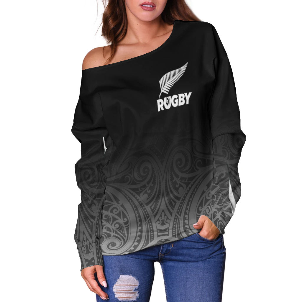 (Custom Personalised) New Zealand Rugby Women Off Shoulder Sweater - Maori Tribal - - Vibe Hoodie Shop