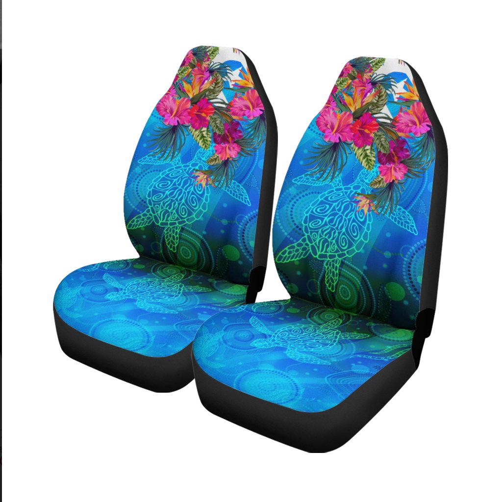 Car Seat Cover - Torres Strait Blue Sea With Hibiscus - Vibe Hoodie Shop