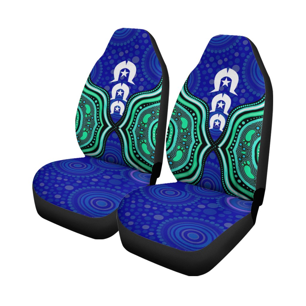 Torres Strait Car Seat Covers - Torres Strait Symbol And Aboriginal Patterns - Vibe Hoodie Shop