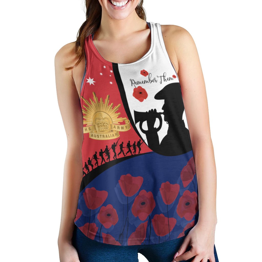 ANZAC Day Women's Racerback Tank - We will remember Them - Vibe Hoodie Shop