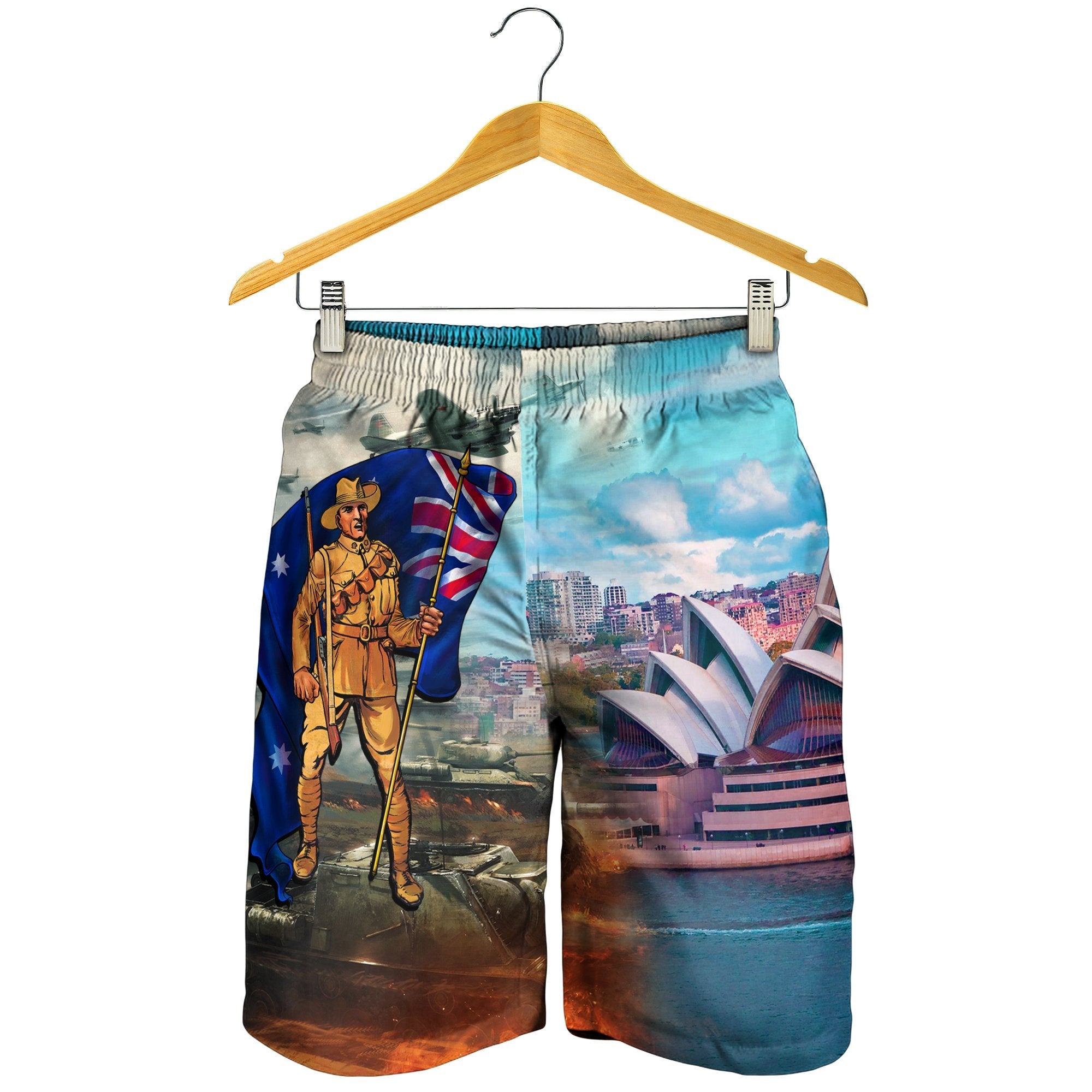 ANZAC Men's Shorts - Australian Soldier - Vibe Hoodie Shop