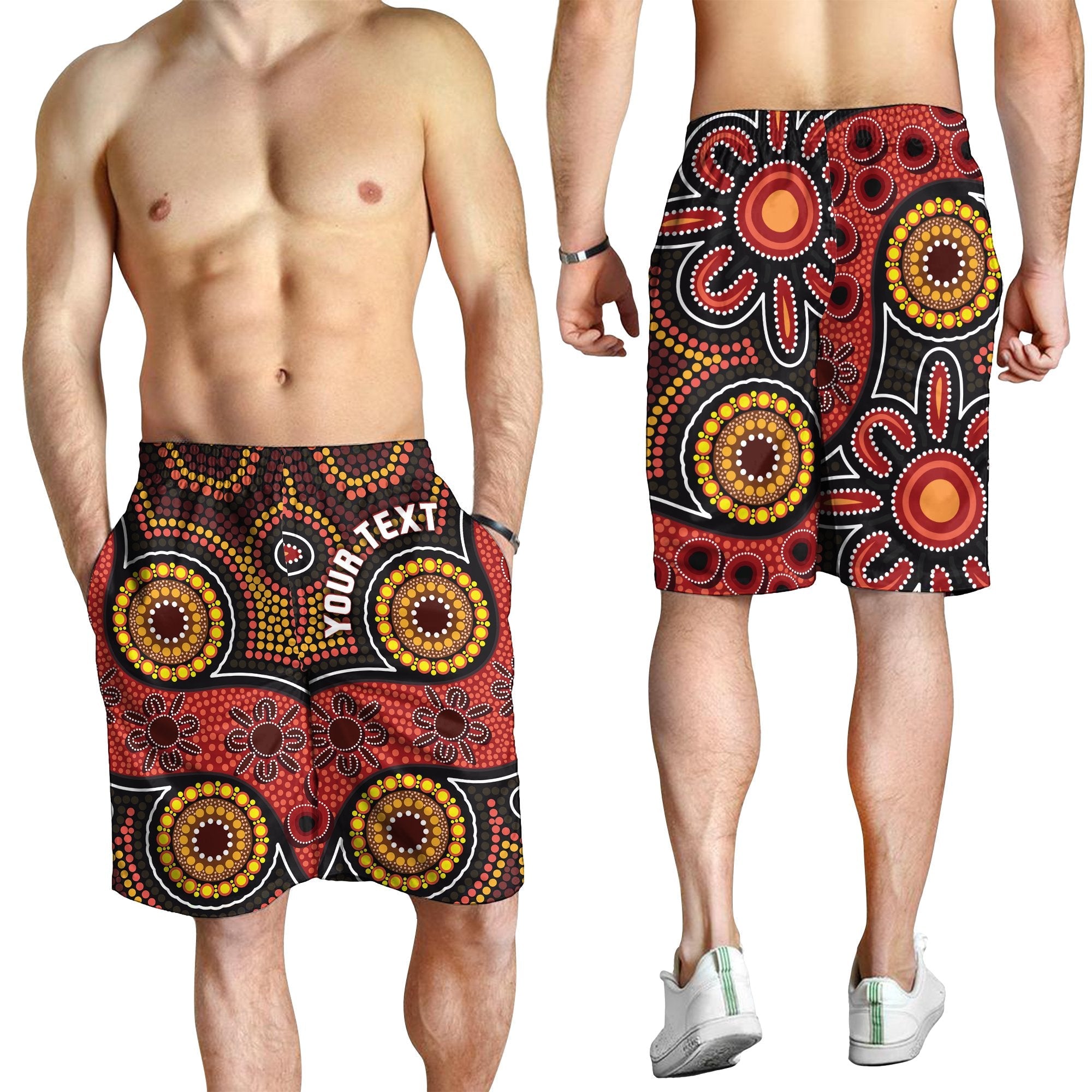 Custom Aboriginal Men's Shorts - Indigenous Circle Dot Painting Style - - Vibe Hoodie Shop