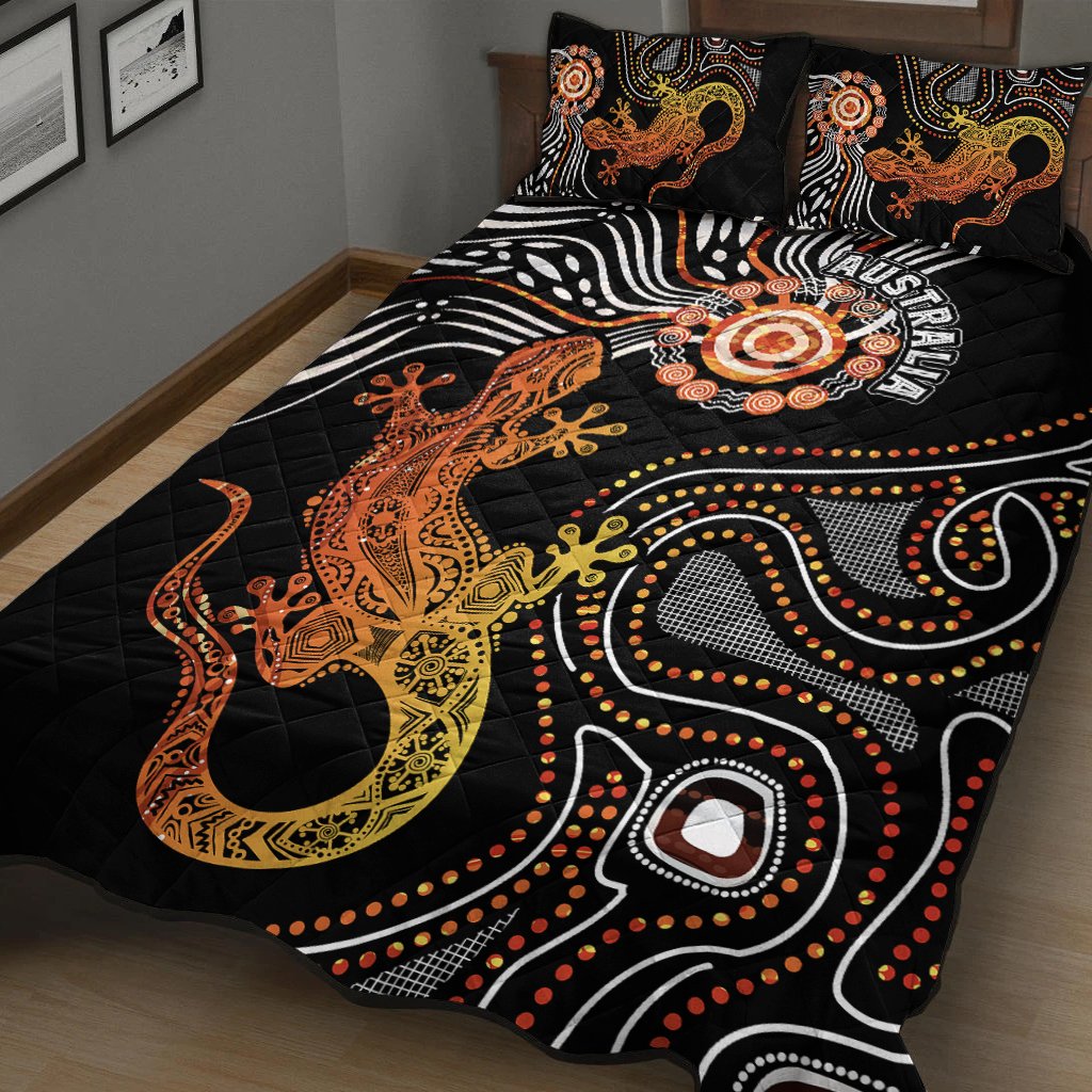Aboriginal Quilt Bed Set - Lizard Sunshine - Vibe Hoodie Shop