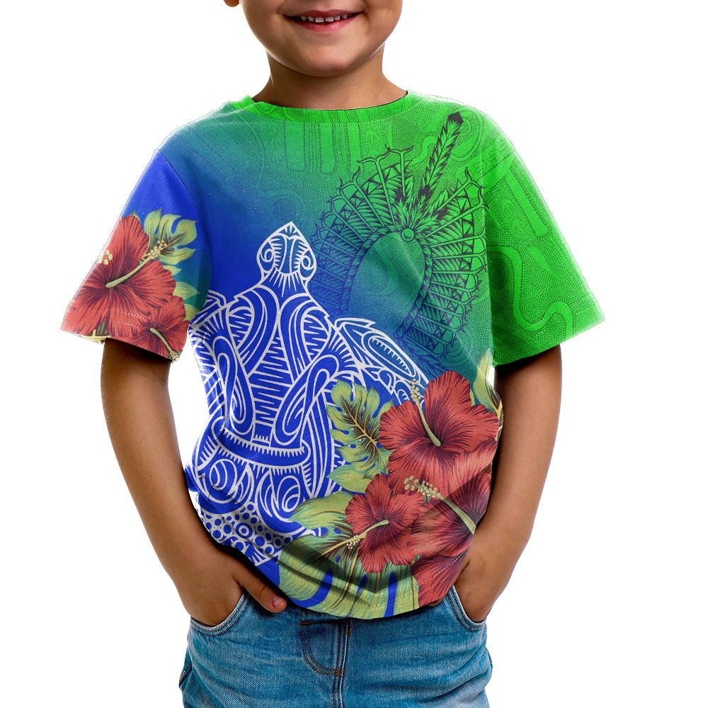 Torres Strait Islanders T shirt Kids - Ocean Hibiscus - Vibe Hoodie Shop