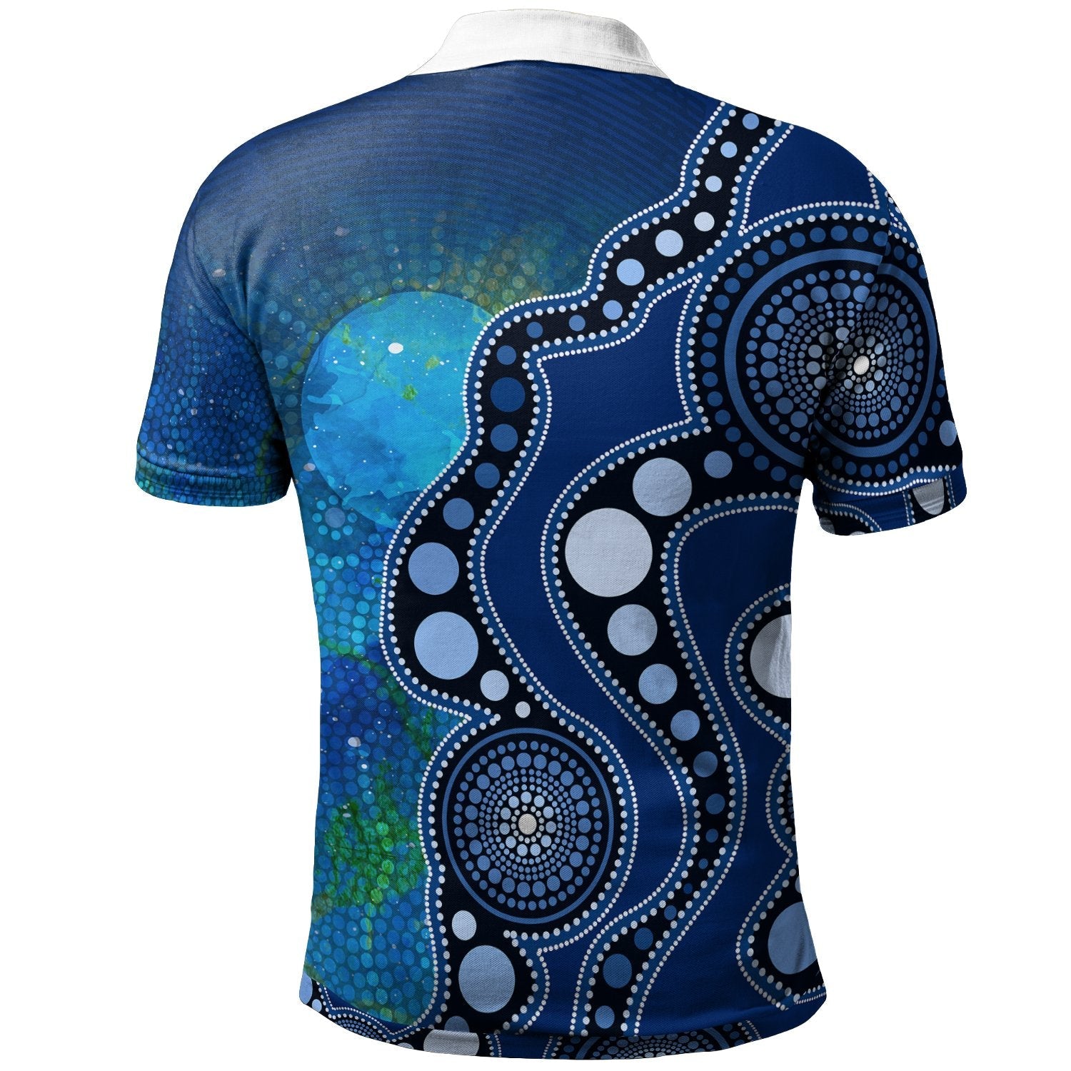 Aboriginal Polo - Australia Indigenous Flag Circle Dot Painting Art (Blue) - Vibe Hoodie Shop