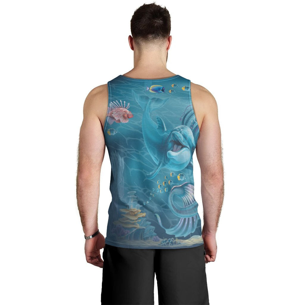 Men Tank Top - Australia Beautiful Mermaid With Dolphin - Vibe Hoodie Shop