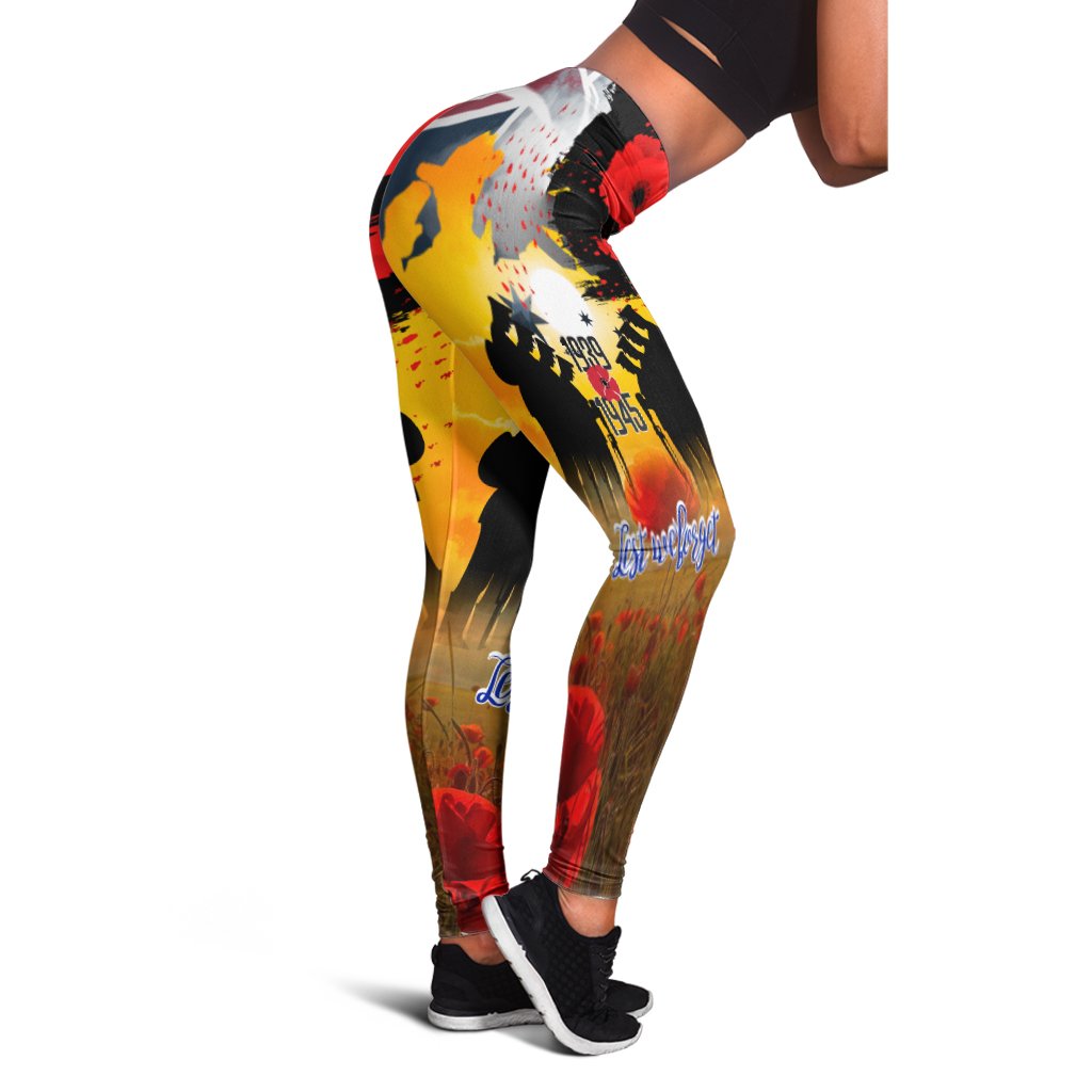 Leggings - ANZAC Day 2021 World War II Commemoration 1939 - 1945 - Vibe Hoodie Shop