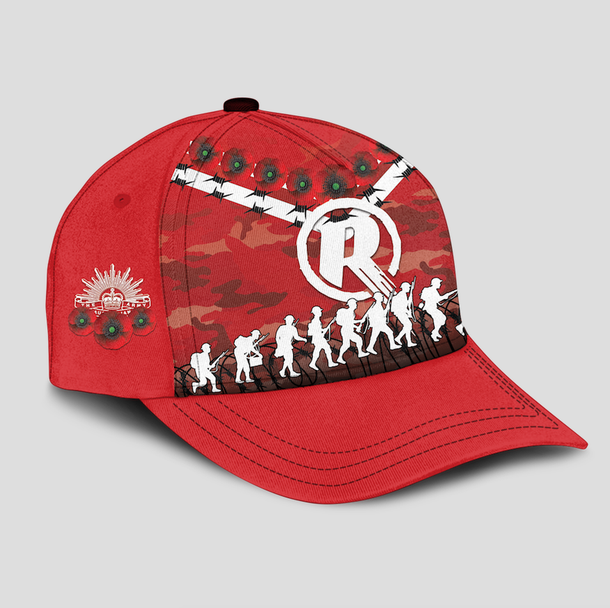 Melbourne Renegades ANZAC 2022 Caps Camouflage With Poppy - - Vibe Hoodie Shop