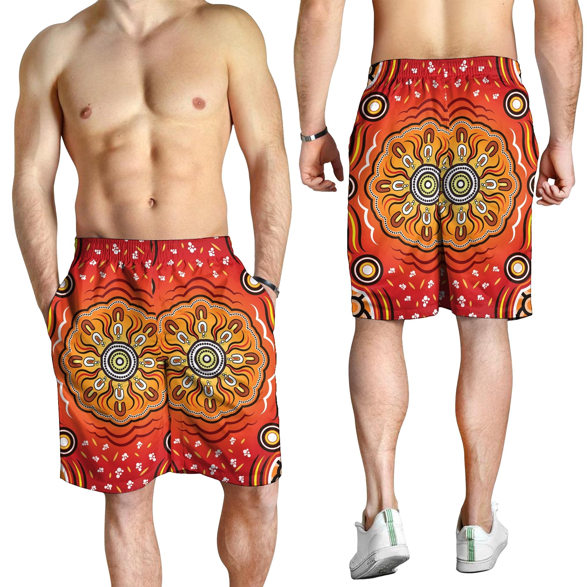 Aboriginal Men's Shorts - Indigenous Art Patterns Ver01 - Vibe Hoodie Shop