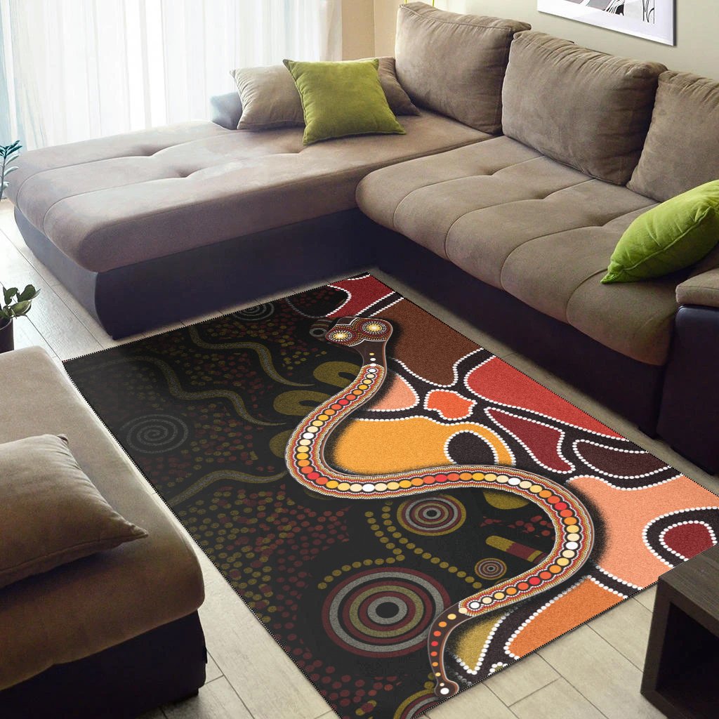 Area Rug - Aboriginal Snake With Dot Painting - Vibe Hoodie Shop