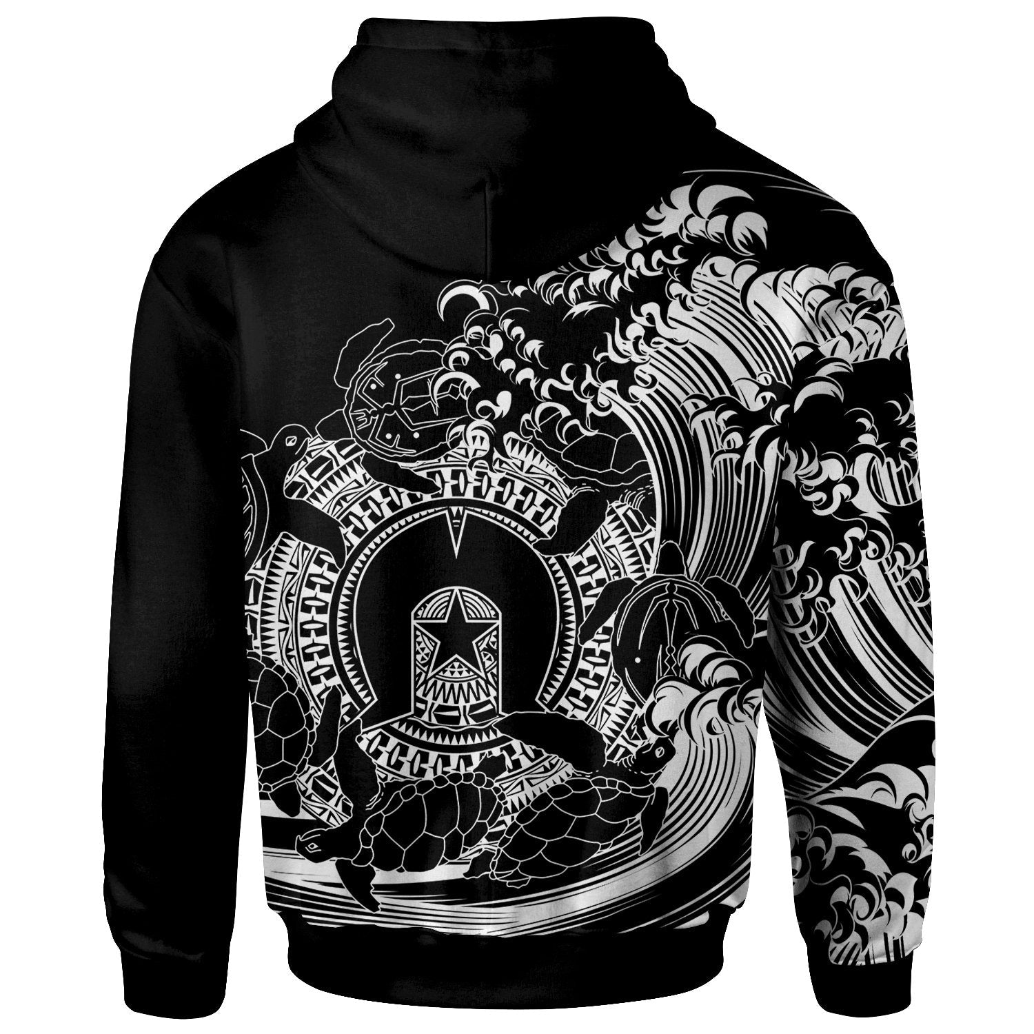 Custom Aboriginal Zip - Up Hoodie, Torres Strait Islands in Wave (Black) - Vibe Hoodie Shop