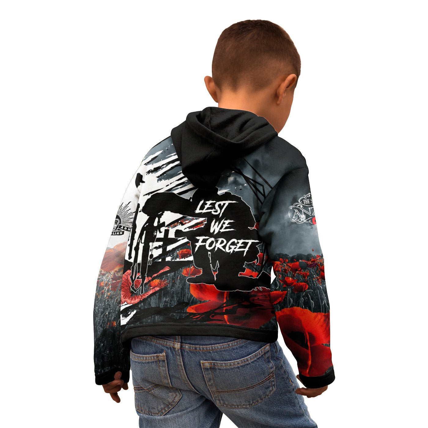 ANZAC Day Kid Zip - Up Hoodie - The Spirit of ANZAC - Vibe Hoodie Shop