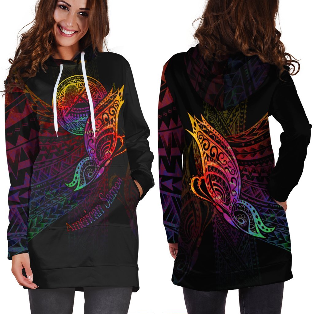 American Samoa Hoodie Dress - Butterfly Polynesian Style - Vibe Hoodie Shop